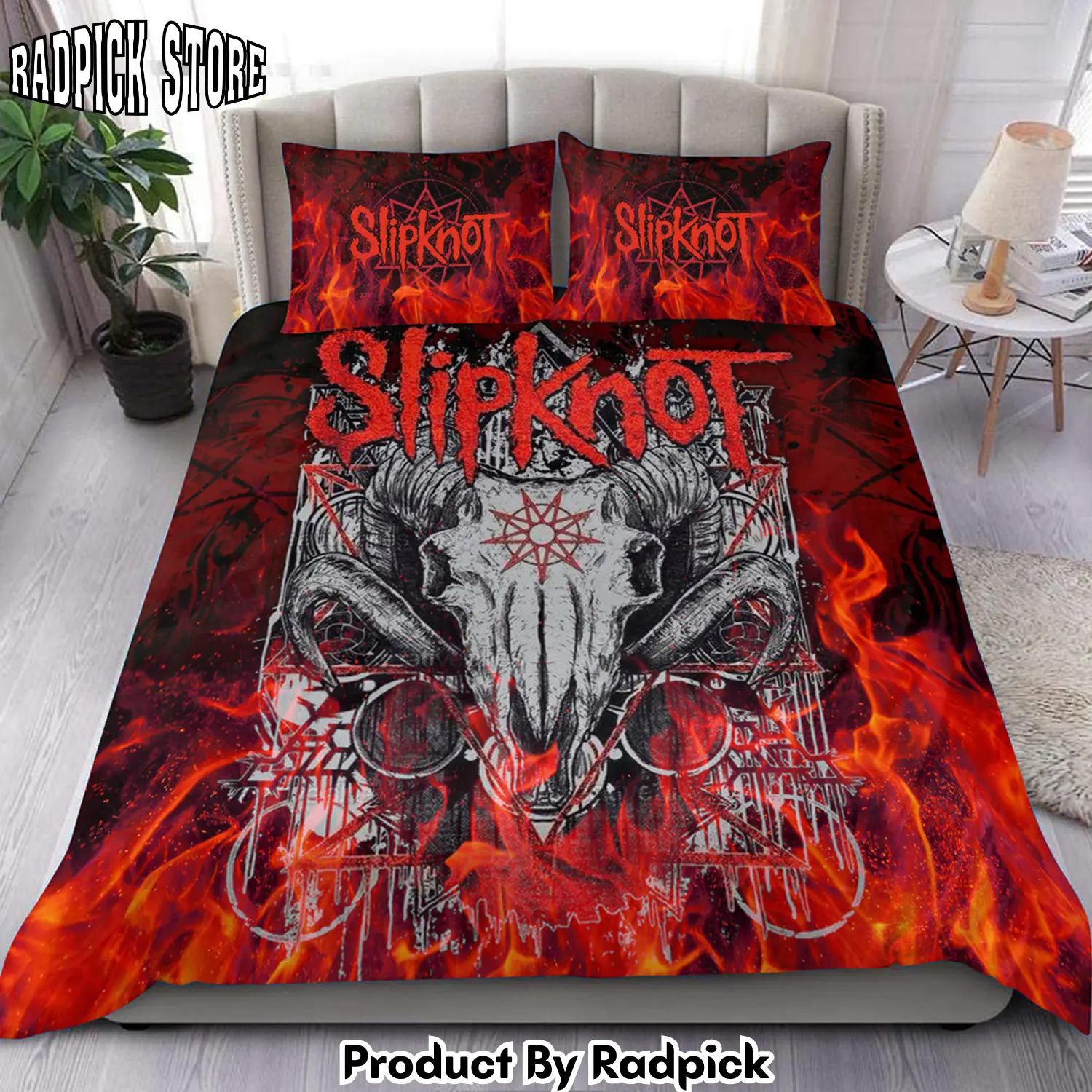 Radpick slipknot fire all over printed bedding set q150504 rp3272232